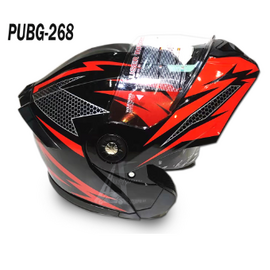 KY-268 Full Face Flip up Helmet - Glossy Black Red
