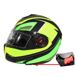 XBK-961 Full Face Flip up Helmet for Men -Black Neon