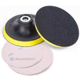 4 inch Velcro Backing Pad with Sand Disc M10 Spindle Thread Rotary Polishing Buff with Velcro Disc (2 Set), 2 image