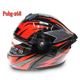 KY-268 Full Face Flip up Helmet - Glossy Black Red, 2 image