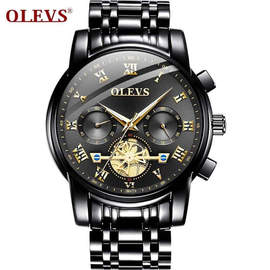OLEVS 2859 Fashion Watch For Men Black with Stainless steel