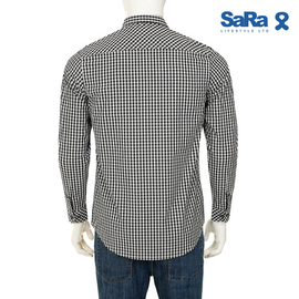 SaRa Mens Casual Shirt (MCS612FCE-ASH & BLACK CHECK), Size: M, 3 image