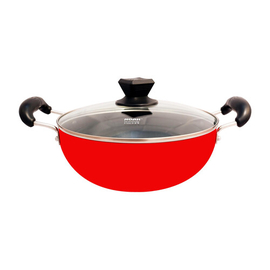 Noah Premium Non-Stick Kadhai Gas Bottom - 26.5cm - Red, 2 image