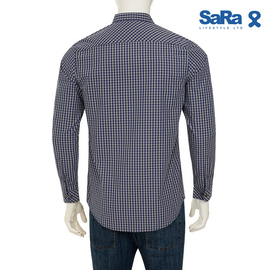 SaRa Mens Casual Shirt (MCS612FCN-GREY & NAVY CHECK), Size: M, 3 image