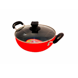 Noah Premium Non-Stick Kadhai Gas Bottom - 26.5cm - Red