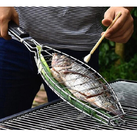 Small Stainless Steel Barbecue Fish Net Grilled Fish Clip Large Fish BBQ Net
