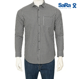 SaRa Mens Casual Shirt (MCS612FCE-ASH & BLACK CHECK), Size: M