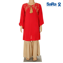 SaRa Girls Tops (GFT162FEAG-Red), Baby Dress Size: 8-9 years