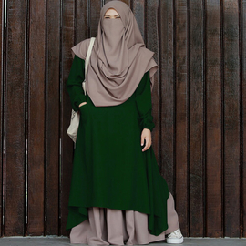 Irani Queen Stylish Abaya Bottle Green Full Set, Size: 36