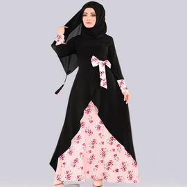 Iraq Stylish Special Printed Hijab Borkha  (Black), Size: 38