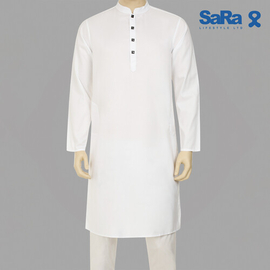 SaRa Mens Panjabi (MPJ13FCE-White), Size: S