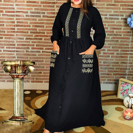 Exclusive China linen Gown for Woman (Black), Size: 36