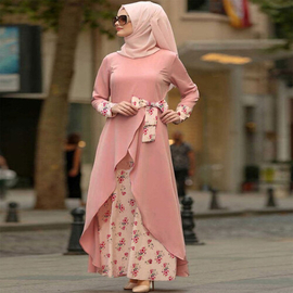 Iraq Stylish Special Printed Hijab Borkha  (Peach), Size: 38