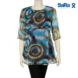 SaRa Ladies Fashion Tops (NWFT67A-Multicolor print), Size: S