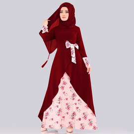 Iraq Stylish Special Printed Hijab Borkha  (Maroon), Size: 38
