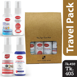 Almer Stay Safe Travel Pack (2x Disinfectant Spray ,Hand Sanitizer Spray,Fabric Sanitizer)