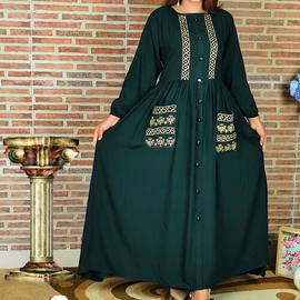 Exclusive China linen Gown for Woman (Green), Size: 36