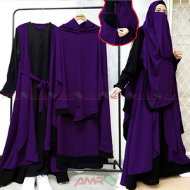 Indonesia Stylish Hijab Niqab Borkha  Set (Purple), Size: 36