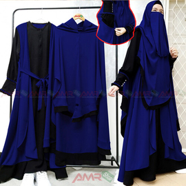 Indonesia Stylish Hijab Niqab Borkha  Set (Blue), Size: 36