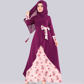 Iraq Stylish Special Printed Hijab Borkha  (Purple), Size: 38