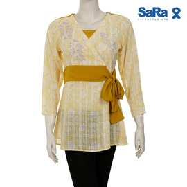 SaRa Ladies Fashion Tops (WFT181YHB-Yellow), Size: S
