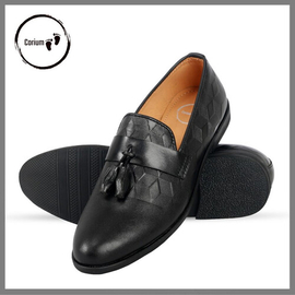 Penny Tussel Leather Loafer Shoe For Men, Color: Black, Size: 39