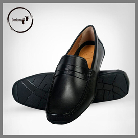 Original Moccasin Leather Shoes For Men, Color: Black, Size: 40