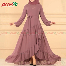Turkish Stylesh Waist Belt Borka Gown (Light Purple), Size: 36