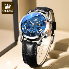 Olevs Latest Model Fashion Watch- Black & Blue-2876