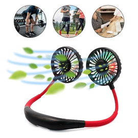 Fan Portable Hanging Neckband Fan USB Rechargeable Double Fans Air Cooler Conditioner Colorful Electric