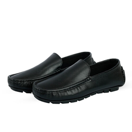 Black Plain Leather Loafer SB-S138, Size: 39
