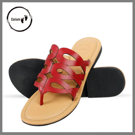 Ladies Flat Fashionable Sandal With Leser Cut On Upper High Quality Leather, Size: 35