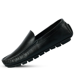 Black Plain Leather Loafer SB-S138, Size: 39, 2 image