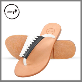Ladies Flat Fashionable Sandal With Breaded Upper By High Quality Leather, Size: 35