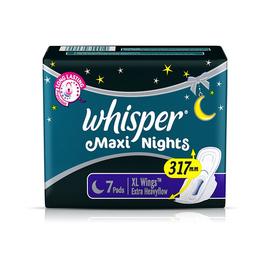 Whisper Maxi Nights Wings Heavy Flow Sanitary Pads for Women, XL 7 Napkins