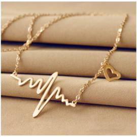 ECG Heart Beat Chick Pendant Necklaces for Women, 3 image