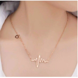 ECG Heart Beat Chick Pendant Necklaces for Women, 2 image