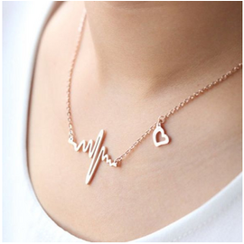 ECG Heart Beat Chick Pendant Necklaces for Women
