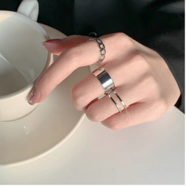 Korean Three-Piece Suit Finger Ring Set, 2 image