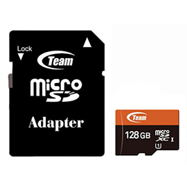 Team 128GB MicroSDHC/SDXC UHS-I U1 C10 Memory Card with Adapter