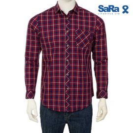 SaRa Mens Casual Shirt (MCS652ACA-BLUE & RED CHECK), Size: S