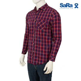 SaRa Mens Casual Shirt (MCS652ACA-BLUE & RED CHECK), Size: S, 3 image