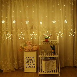 Star Curtain LED Light 12pcs Set Golden, 3 image