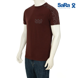 SaRa Mens T-Shirt (MTS11YK-Burgandy), Size: S, 2 image