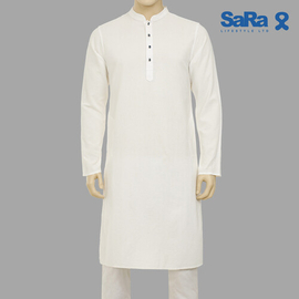 SaRa Mens Panjabi (MPJ33ACF-White), Size: M