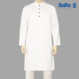 SaRa Mens Panjabi (MPJ13FCA-White), Size: M