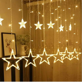 Star Curtain LED Light 12pcs Set Golden