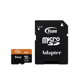Team 64GB MicroSDHC/SDXC UHS-I U1 C10 Memory Card with Adapter