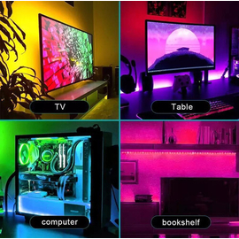 Music + APP Control RGB LED Strip Lights SMD 5050 Unlimited Color Indoor Hotel TV Background Light CPU PC Room Home Party Birthday Decoration 5m Meter / 16 Feet, 3 image
