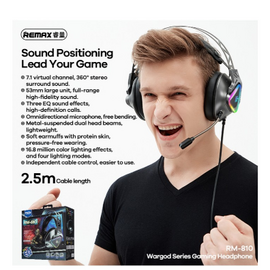 Remax RM-810 WarGod Series HD Gaming Stereo Sound Gaming Headphones with Microphone Soft, 3 image